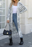 kamames Contrast Fringe Hem Open Front Long Cardigan