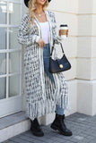 kamames Contrast Fringe Hem Open Front Long Cardigan