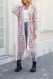 kamames Contrast Fringe Hem Open Front Long Cardigan