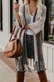 kamames Contrast Fringe Hem Shawl Cardigan