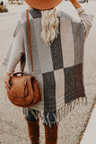 kamames Contrast Fringe Hem Shawl Cardigan