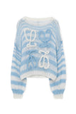 kamames Contrast Striped Jacquard Hollow Out Sweater