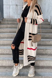 kamames Contrast Striped Open Front Cardigan