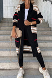 kamames Contrast Striped Open Front Cardigan