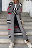 kamames Contrast Striped Open Front Cardigan