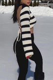 kamames Contrast Striped Tie-back Sweater