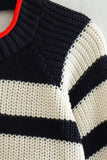 kamames Contrast Striped Tie-back Sweater