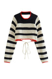 kamames Contrast Striped Tie-back Sweater