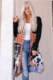 kamames Cow Print Patchwork Open Front Cardigan