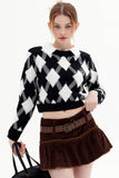 kamames Crew Neck Plaid Patchwork Sweater