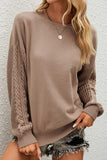 kamames Crew Neck Twisted Long Sleeve Sweater