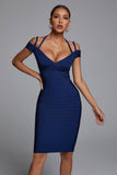 kamames Darlene Bandage Midi Dress - Navy