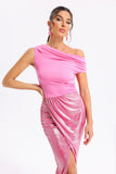 kamames Dora Pink Mesh Midi Dress