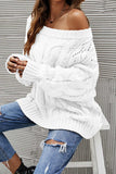 kamames Drop Shoulder Hollow Out Cable Knit Sweater