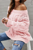 kamames Drop Shoulder Hollow Out Cable Knit Sweater