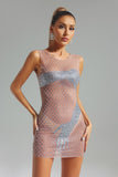 kamames Elise Diamante Mesh Mini Dress