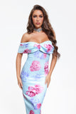 kamames Else Strapless Printed Midi Dress