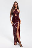 kamames Esther Sequins Side Slit Maxi Dress