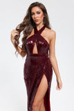 kamames Esther Sequins Side Slit Maxi Dress