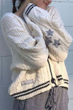 kamames Five-pointed Star Embroidery Knit Cardigan