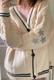 kamames Five-pointed Star Embroidery Knit Cardigan