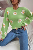 kamames Floral Embroidery Crew Neck Sweater