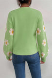 kamames Floral Embroidery Crew Neck Sweater