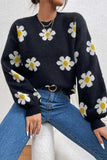 kamames Floral Embroidery Crew Neck Sweater