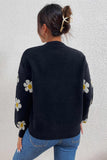 kamames Floral Embroidery Crew Neck Sweater