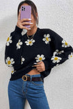 kamames Floral Embroidery Crew Neck Sweater