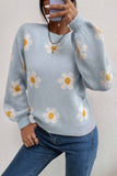 kamames Floral Embroidery Crew Neck Sweater