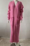 kamames Pocketed Cable Knit Long Cardigan