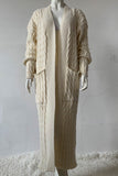 kamames Pocketed Cable Knit Long Cardigan