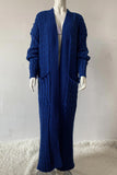 kamames Pocketed Cable Knit Long Cardigan