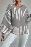 kamames Geometric Lantern Sleeve Knitted Sweater