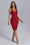 kamames Gabrilla Fringe Bandage Dress In Wine