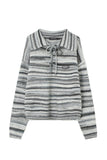 kamames Gradient Striped Tie-Front Sweater