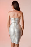 kamames Halter Black Metallic Bandage Dress - Silver