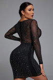 kamames Hatty Diamond Corset Bodycon Dress - Black