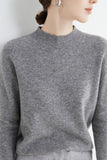 kamames Mock Neck Solid Color Wool Sweater