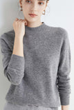 kamames Mock Neck Solid Color Wool Sweater