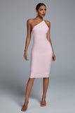 kamames Janan One Shoulder Midi Bandage Dress - Pink