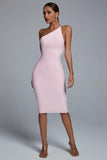 kamames Janan One Shoulder Midi Bandage Dress - Pink