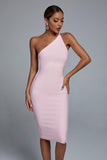 kamames Janan One Shoulder Midi Bandage Dress - Pink