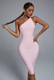 kamames Janan One Shoulder Midi Bandage Dress - Pink