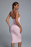 kamames Janan One Shoulder Midi Bandage Dress - Pink