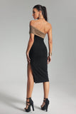 kamames Jenny Strapless One Shoulder Bandage Midi Dress