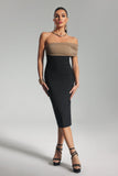 kamames Jenny Strapless One Shoulder Bandage Midi Dress