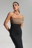 kamames Jenny Strapless One Shoulder Bandage Midi Dress