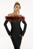 kamames Kate Feather Strapless Bandage Dress